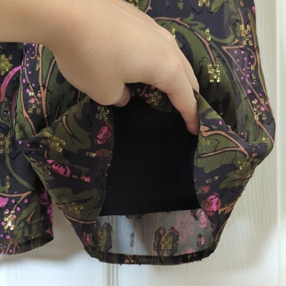 ett:twa by Anthropologie Brenda Boho Floral & Lurex Straight Wide Leg Jumpsuit 4 - Picture 12 of 15